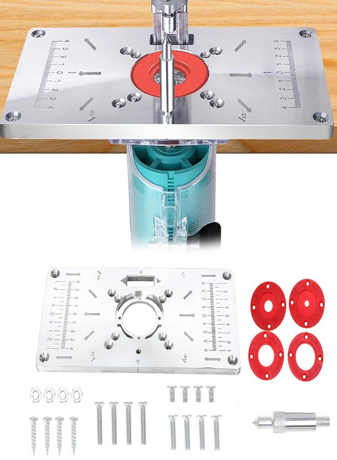 Serplex لوحة توجيه من الألومنيوم الممتاز من سيربلكس® لطاولة النجارة، لوحة إدخال بسماكة 8 مم لأجهزة توجيه ماكيتا M372/3709/3703MT370، دقة عالية مع جلبة فتحة مركزية، مجموعة كاملة مع الملحقات - Image 1